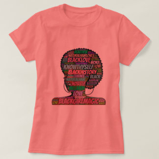 ブラックガールワードクラウドTシャツ魔法 Tシャツ
