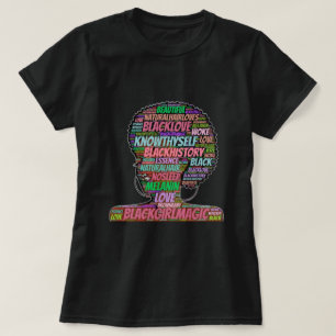 ブラックガールワードクラウドTシャツ魔法 Tシャツ