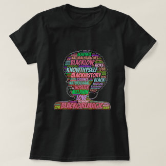 ブラックガールワードクラウドTシャツ魔法 Tシャツ