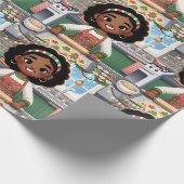 ブラックガール作りクリスマスクッキー包装紙 ラッピングペーパー (角)
