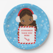 ブラックガール保持キャンディクリスマス枠紙プレート ペーパープレート (正面)