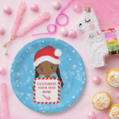 ブラックガール保持キャンディクリスマス枠紙プレート ペーパープレート (パーティー)
