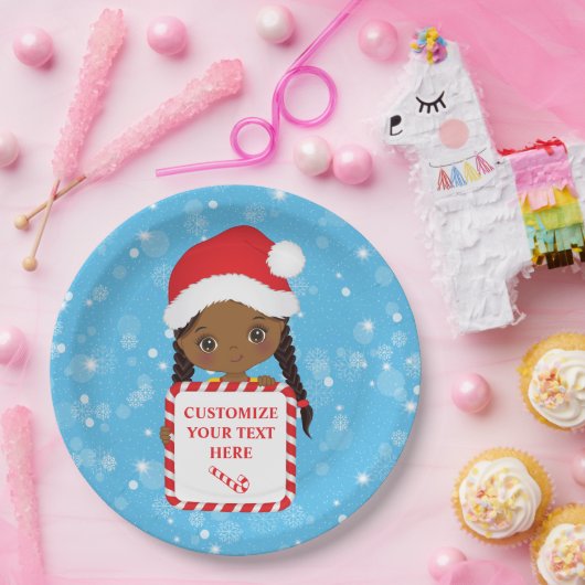 ブラックガール保持キャンディクリスマス枠紙プレート ペーパープレート (パーティー)