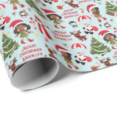 ブラックガール小妖精や小人パーソナライズされたクリスマス ラッピングペーパー (ロールコーナー)