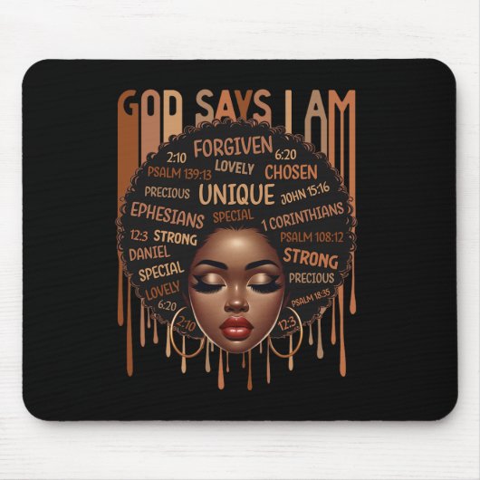 ブラックガール神は私はブラックメラニン歴史モンであると言う マウスパッド (正面)