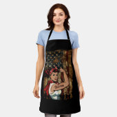 ブラックガール退役軍人強い女性アフリカアメリカ エプロン (着用した状態)