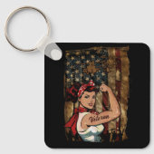 ブラックガール退役軍人強い女性アフリカアメリカ キーホルダー (正面)