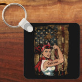 ブラックガール退役軍人強い女性アフリカアメリカ キーホルダー (正面)