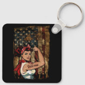 ブラックガール退役軍人強い女性アフリカアメリカ キーホルダー (裏面)