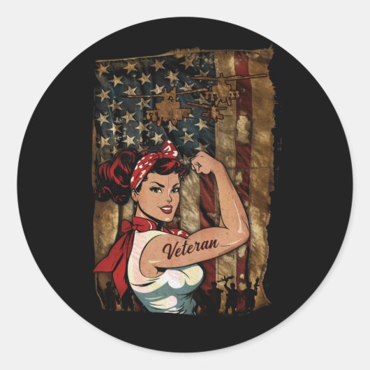 ブラックガール退役軍人強い女性アフリカアメリカ ラウンドシール (正面)