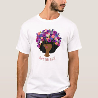 ブラックガール魔法アフロクイーンBLMメラニン Tシャツ