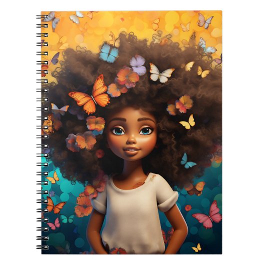 ブラックガール魔法メラニン姫茶色の肌の女性 ノートブック (正面)