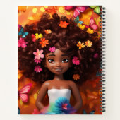 ブラックガール魔法メラニン姫茶色の肌の女性 ノートブック (裏面)