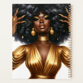 ブラックガール魔法メラニン茶色の肌の女の子のシスタク プランナー手帳 (裏面)