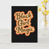 ブラックガール魔法レトロヴィンテージスタイルメラニンガールズ カード (黄色い花)