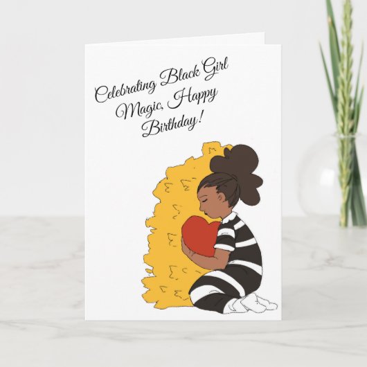 ブラックガール魔法誕生日カード カード (正面)