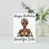 ブラックガール魔法誕生日シスタメラニンウィメンポスト インビテーションポストカード (スタンド正面)