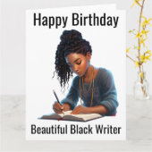 ブラックガール魔法誕生日シスタメラニンウーマン カード (黄色い花)