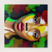 ブラックガール魔法誕生日シスタメラニンウーマン ジグソーパズル (横)