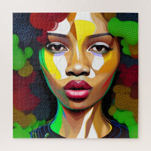 ブラックガール魔法誕生日シスタメラニンウーマン ジグソーパズル (縦)