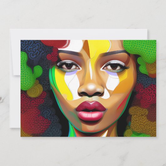 ブラックガール魔法誕生日シスタメラニンウーマン 招待状 (正面)