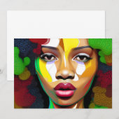 ブラックガール魔法誕生日シスタメラニンウーマン 招待状 (正面/裏面)