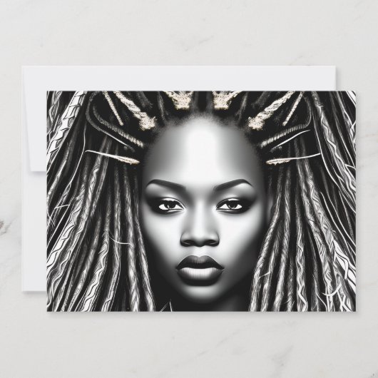 ブラックガール魔法誕生日シスタメラニンウーマン 招待状 (正面)