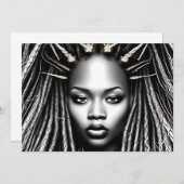 ブラックガール魔法誕生日シスタメラニンウーマン 招待状 (正面/裏面)