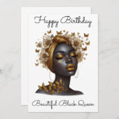 ブラックガール魔法誕生日シスタメラニンウーマン 招待状 (正面/裏面)