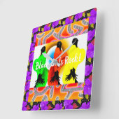 「ブラックガール魔法」 スクエア壁時計 (傾斜)