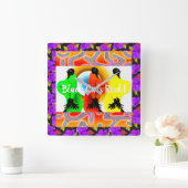 「ブラックガール魔法」 スクエア壁時計 (ホーム)