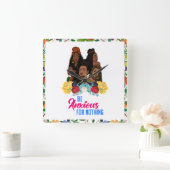 ブラックガール魔法，メラニンのポップピン，シエスタ，ブラウンスキー スクエア壁時計 (ホーム)