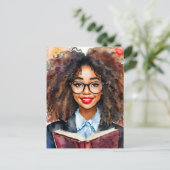 ブラックガール・イン・グラスと本のネディ ポストカード (スタンド正面)