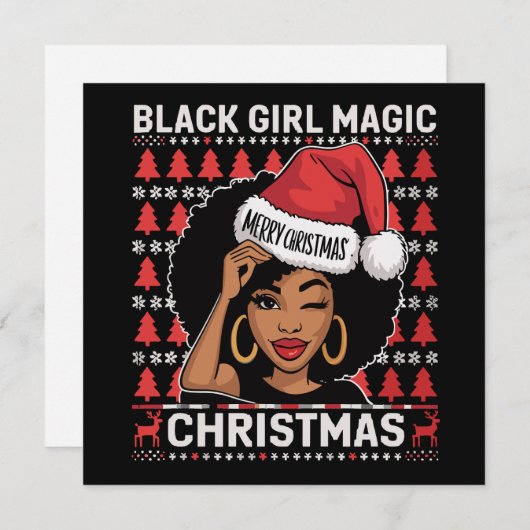 ブラックガール・マジック メリークリスマス アフリカ系アメリカ人 シーズンカード (正面/裏面)