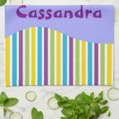 ブラックキッテンイースターの卵のドットとストライプ キッチンタオル (折り畳み)