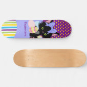 ブラックキッテンイースターの卵のドットとストライプ スケートボード (横)