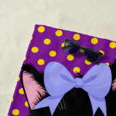 ブラックキッテンイースターの卵のドットとストライプ ビーチタオル (インサイチュ)