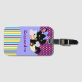 ブラックキッテンイースターの卵のドットとストライプ ラゲッジタグ (正面横)