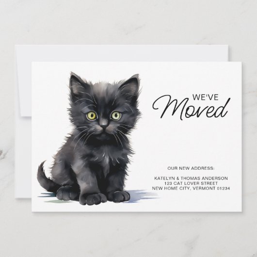 ブラックキッテンキャットモーニングニューホーム引っ越しました 案内状 (正面)