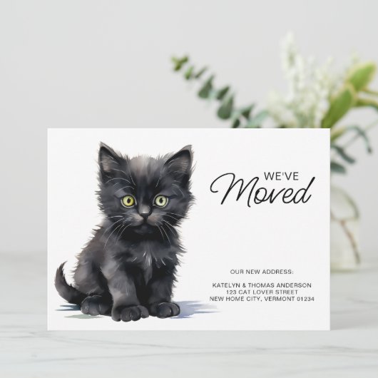 ブラックキッテンキャットモーニングニューホーム引っ越しました 案内状 (スタンド正面)