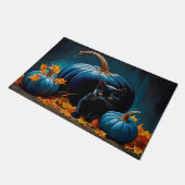 ブラックキットンとブルームーンカボチャの紅葉 ドアマット (アングル)