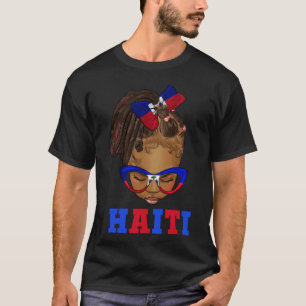 ブラックキッドアフロMessy BunハイチガールHaiti Indepe Tシャツ