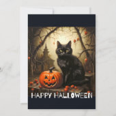 ブラックキティキャットハロウィーンバッシュ招待状 招待状 (裏面)
