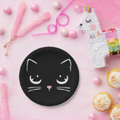 ブラックキティキャット顔紙プレート ペーパープレート (パーティー)