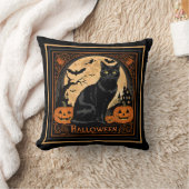 ブラックキティ猫ハロウィーン クッション (ブランケット)