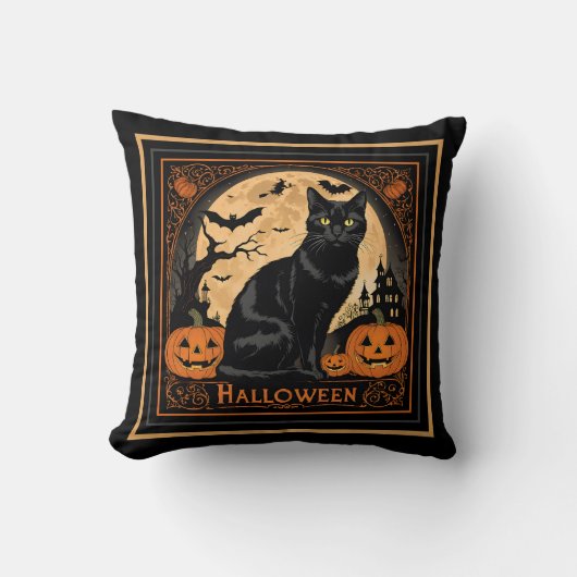 ブラックキティ猫ハロウィーン クッション (正面)