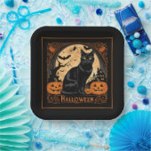 ブラックキティ猫ハロウィーン ペーパープレート (パーティー)