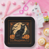 ブラックキティ猫ハロウィーン ペーパープレート (パーティー)