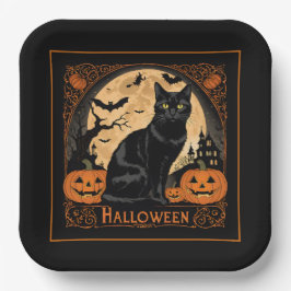ブラックキティ猫ハロウィーン ペーパープレート