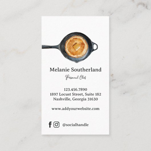 ブラックキャストアイアンスキレットパーソナルシェフ&ケータリング 名刺 (裏面)